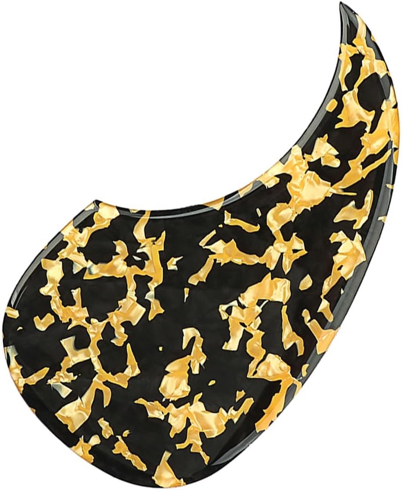 Domofa Acoustic Guitar Pickguard Thick Pick Guard Self Adhesive for Martin D28 Style Acoustic Guitar Replacement Parts (Yellow/Black Spots) - Image 1
